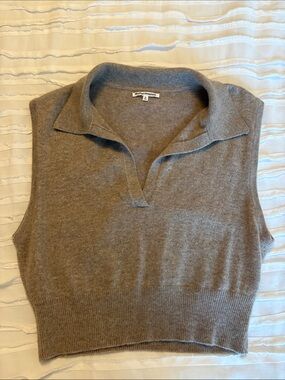 Reformation Sleeveless Cashmere Polo Knit Top - Taupe Heather